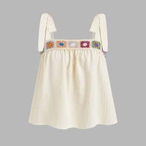 Cider Square‑Neck Bowknot Cami Large • Fast Chicago Shipping • Cottagecore